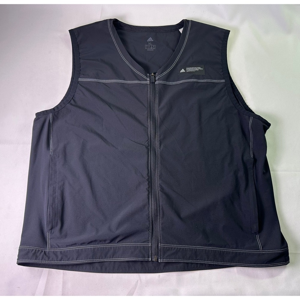 Adidas Sport Performance Full Zip Vest Black White Stitching Gorpcore Men's XL